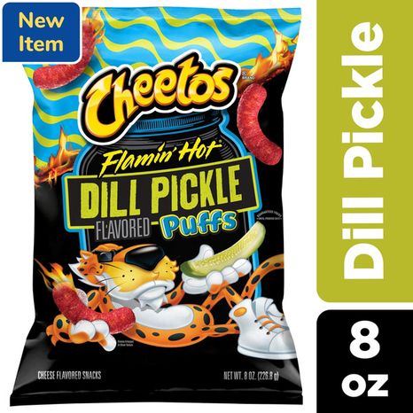 Cheetos Puffs Cheese Snacks Flamin Hot Dill Pickle