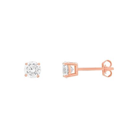 Primrose Round Cubic Zirconia Stud Earrings - Sterling Silver