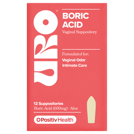 O Positiv Health URO Boric Acid Vaginal Suppository with Lactic Acid and Aloe