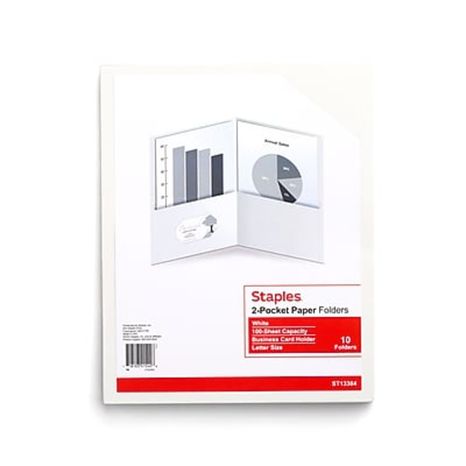 Staples 13384-CC White 2-Pocket Folders