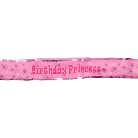 Birthday Princess Sash With Sequins, 9 x 3.875 Inch