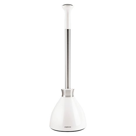 simplehuman 5.66" White Rubber Plunger With Storage Caddy Included 18.1" Handle