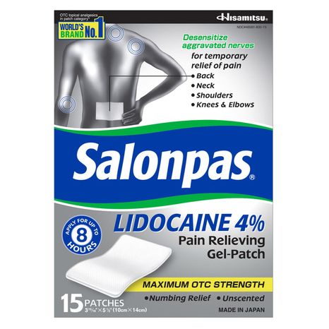 Salonpas Lidocaine 4% Maximum Strength Pain Relieving Gel-Patch