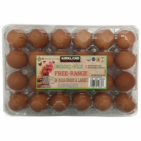 Kirkland Signature Organic Free Range Egg USDA Grade A Lg, 24 ct