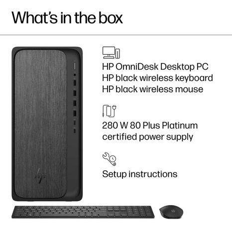 HP 16GB DDR5 Memory 1TB SSD AMD Ryzen 7 OmniDesk Desktop - Gray Wood