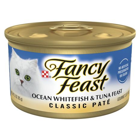 Purina Fancy Feast Ocean Whitefish and Tuna Feast Classic Grain Free Wet Cat Food Pate