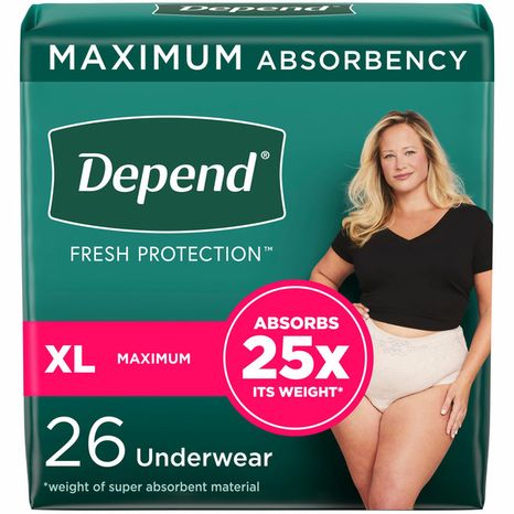 Depend Fresh Protection Women's Adult Incontinence Underwear, XL, Blush