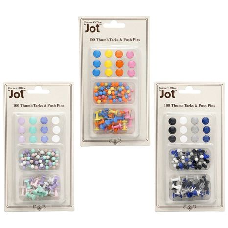 Jot Multicolored Thumb Tacks & Push Pins