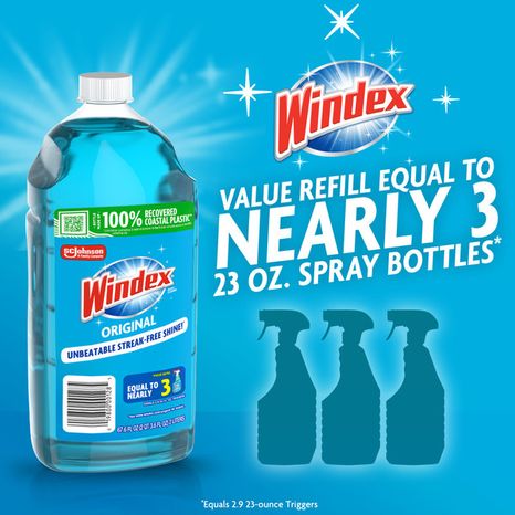 Windex® Glass Cleaner Refill Bottle, Original Blue