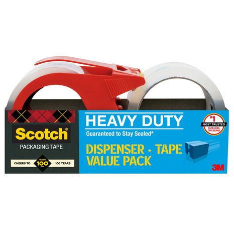 Scotch Heavy Duty Shipping Packaging Tape With Dispenser - Clear - 1.88" x 54.6 Yard