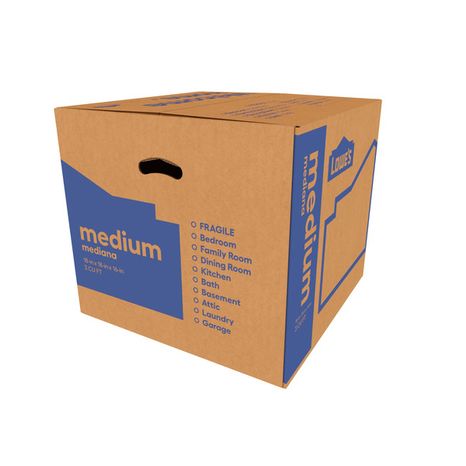 Lowe's 18" W x 16" H x 18" D Medium Classic Cardboard Moving Boxes With Handle Holes