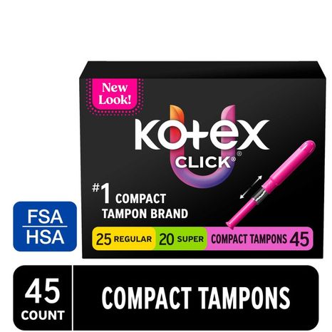 U by Kotex Click Compact Multipack Unscented Tampons, Regular/Super