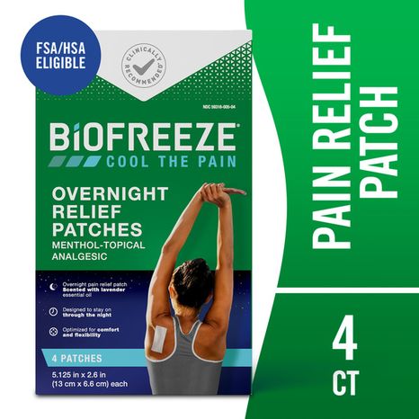 Biofreeze Overnight Pain Relief Patches For Backaches Sore Muscles Joint Pain, & Arthritis