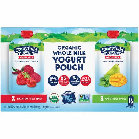 Stonyfield Organic Strawberry Beet Berry & Pear Spinach Mango Yogurt Pouches