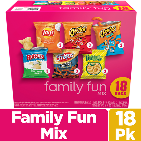 Frito Lay Snacks Family Fun Mix Variety Packs, 18 Count