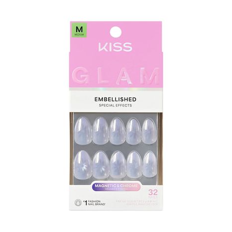 KISS M Medium Embellished Glam Nails Before It Ends Gs03x