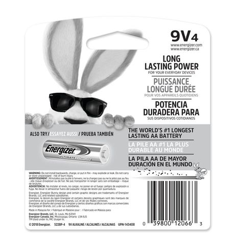 Energizer 9V Batteries, 9 Volt Alkaline Batteries