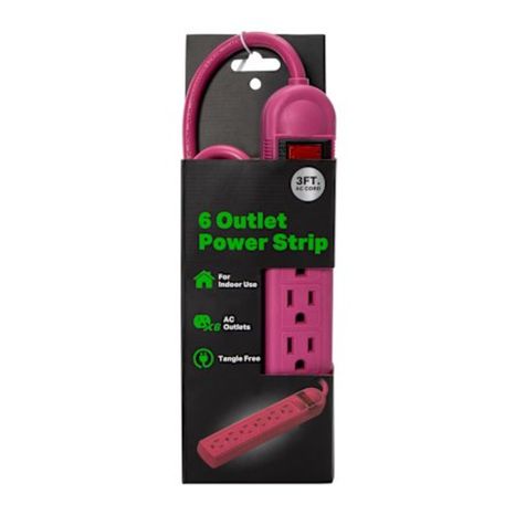 Five Below 6-Outlet Power Strip - Dark Pink