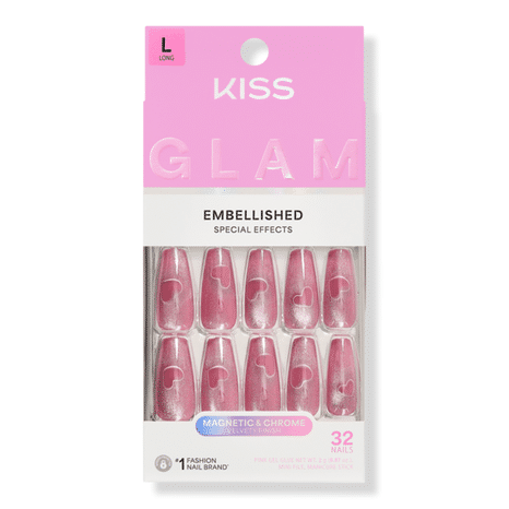 KISS Pink Sugar Embellished Long Nails
