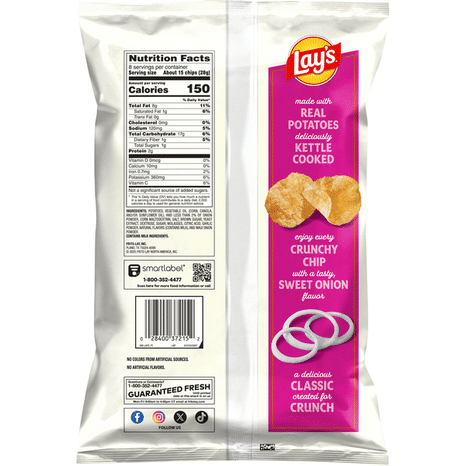 Lay's Kettle Cooked Potato Chips Maui Onion Flavor