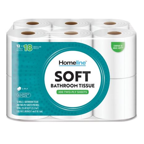 Homeline Soft Bathroom Tissue Rolls Unscented
