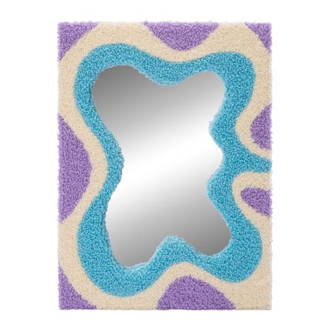 Room 2 Room Trendy Tufted Swirl Wall Mirror, 9.65 x 12 Inch - Blue & Purple