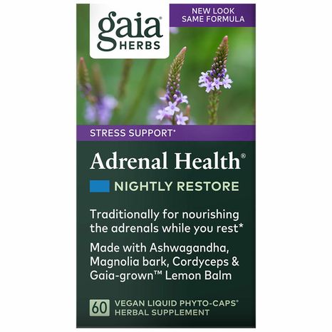 Gaia Herbs Adrenal Health, Stress Support, Nightly Restore, Vegan Liquid Phyto-Caps