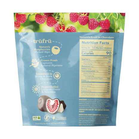 Tru Fru Nature's Raspberries Hyper-Chilled in White & Dark Chocolate