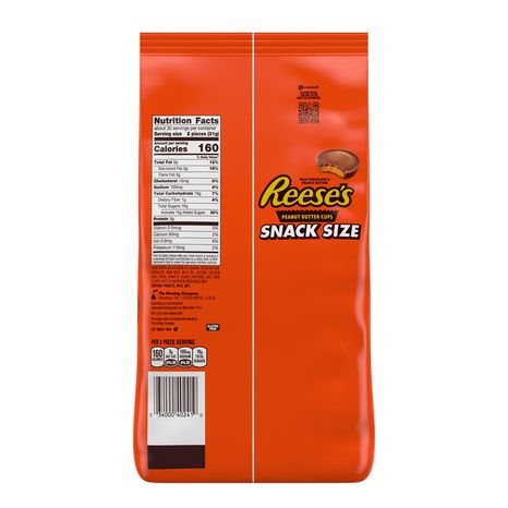 Reese's Milk Chocolate Snack Size Peanut Butter Cups, Candy Bag, 33 oz (60 Pieces)