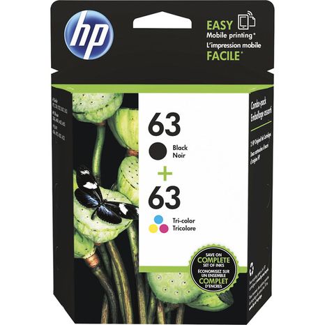 HP 63 Original Ink Cartridges 2 Pack Black/Tri Color (L0 R46 An 140)