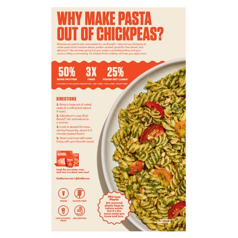 Banza Rotini Chickpea Pasta, Gluten Free, High Protein, Lower Carb