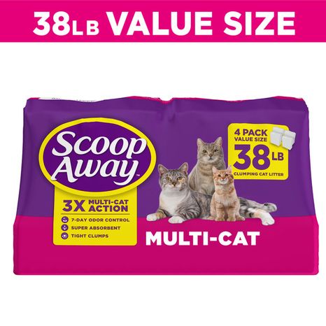 Scoop Away Multi Cat Litter, Meadow Fresh Scent, Clumping Litter Locks in Liquid and Odor
