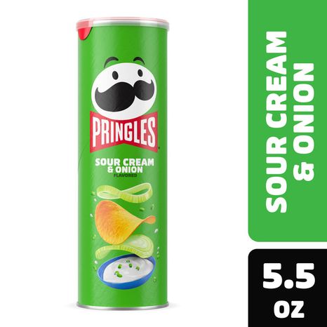 Pringles Sour Cream and Onion Potato Crisps Chips, Lunch Snacks, 5.5 oz