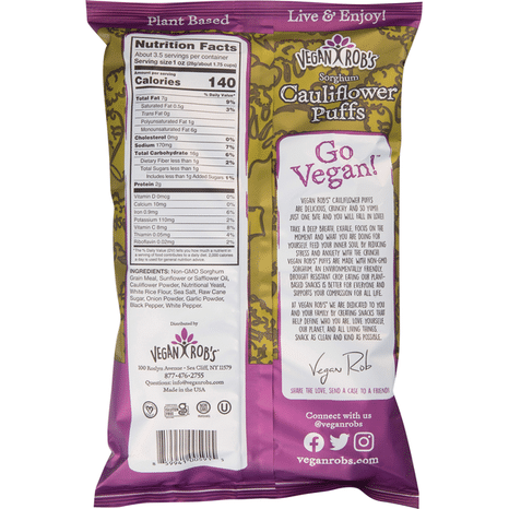 Vegan Rob's Puffs, Sorghum, Baked, Cauliflower