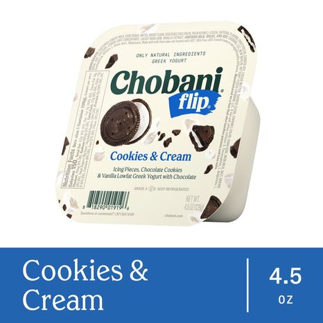 Chobani Yogurt, Greek, Cookies & Cream