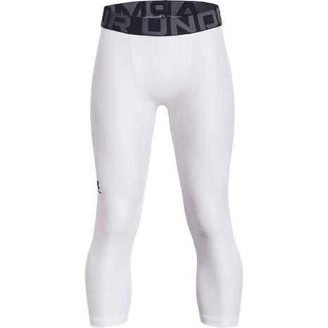 Under Armour Boys' Heat Gear 3/4 Leggings - 100-White & Black - XS
