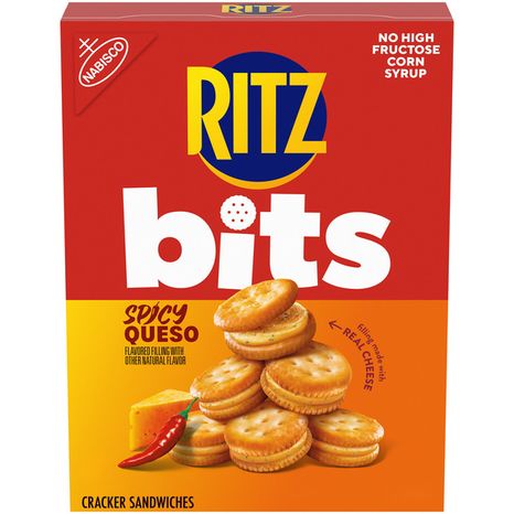 Ritz Bits Spicy Queso Cheese Sandwich Crackers, Snacks For Kids And Adults, Lunch Snacks 8.8 oz