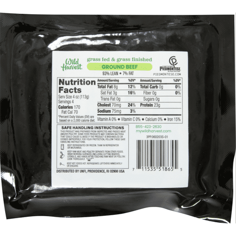 Wild Harvest Ground Beef, 93%/7%
