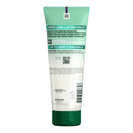 Garnier Pure Clean Styling Gel, Up to 24HR Clean Hold, Pure Clean Gel