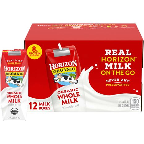 Horizon Organic Shelf Stable Whole Milk Boxes, 8 fl oz, 12 Count