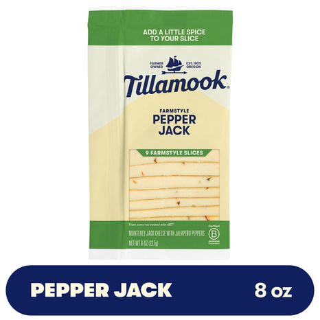 Tillamook Farmstyle Pepper Jack Cheese Slices, 9oz, 9ct