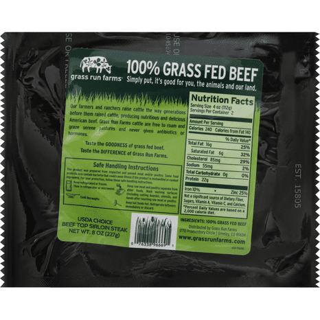 Grass Run Farms Beef, Top Sirloin Steak