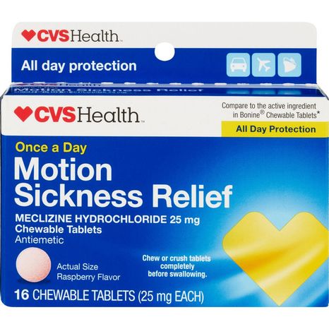 CVS Health Motion Sickness Relief, 25 mg, Raspberry, Chewable Tablets