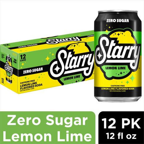 Starry Zero Sugar Lemon Lime Soda, Caffeine Free