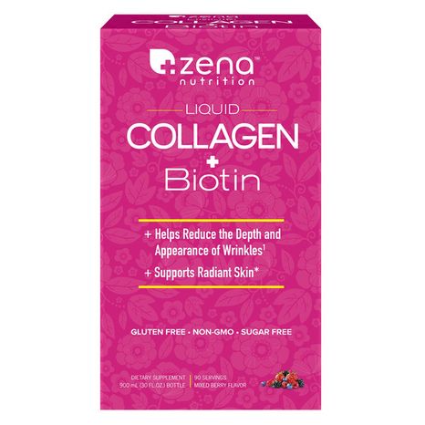 Zena Nutrition Liquid Collagen Plus Biotin Support Supplement