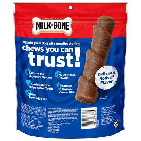 Milk-Bone Flavor Rolls Chicken Doodle Dandy Rawhide Free Dog Treats With Chicken
