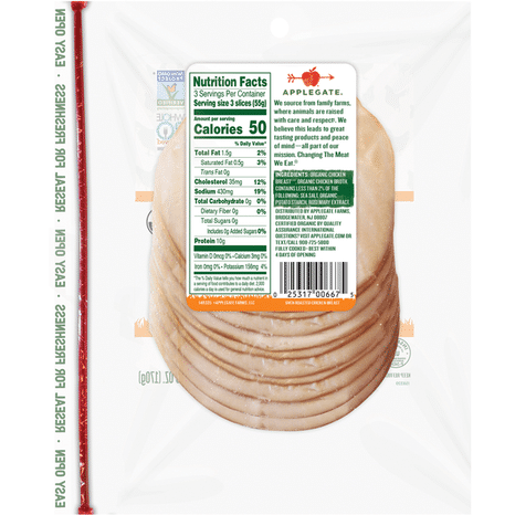 Applegate Organics Organic Oven Roasted Chicken Breast Sliced