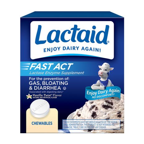 Lactaid Fast Act Lactase Enzyme Supplement Chewables, Vanilla Twist, 60 ct
