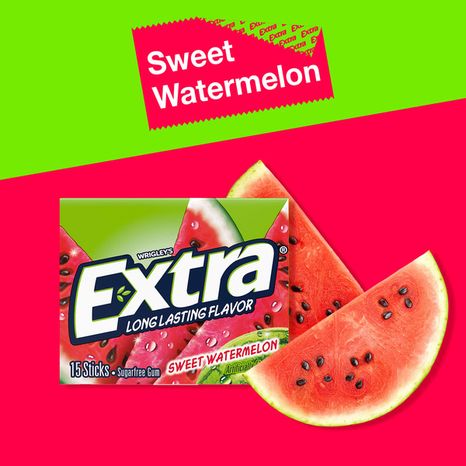 Extra Gum Sweet Watermelon Sugar Free Chewing Gum Single Pack Stick