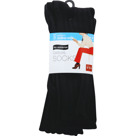 No nonsense Socks, Casual, Black, Women's, Scallop Edge